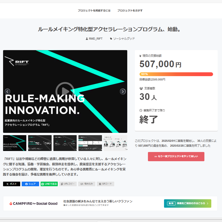 RIFT クラウドファンディング
